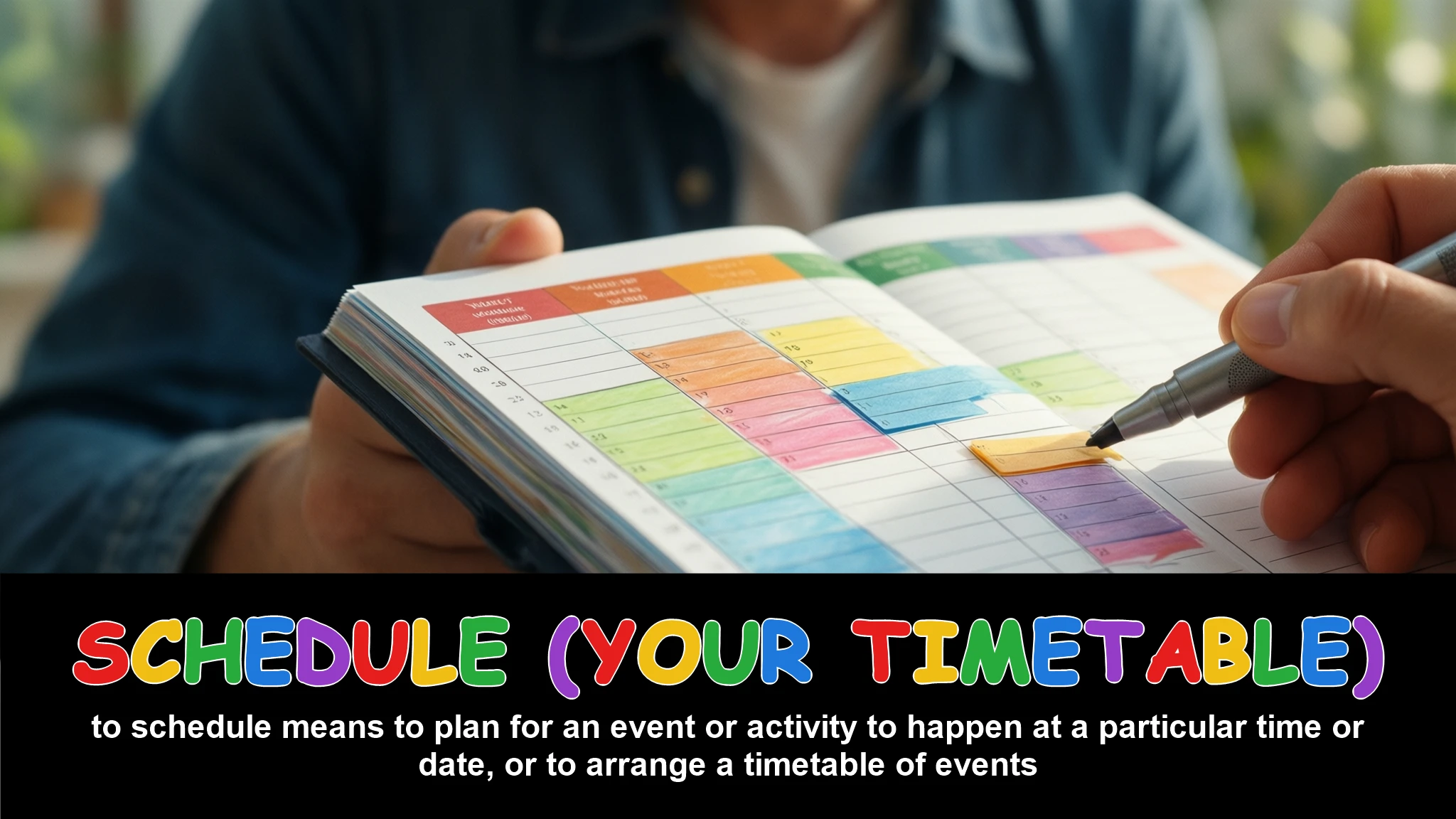 English Illustration for schedule (your timetable)